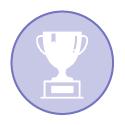 small purple trophy badge