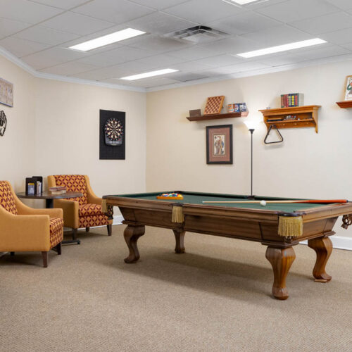 The Waterford at Mesquite billiard table and activity room