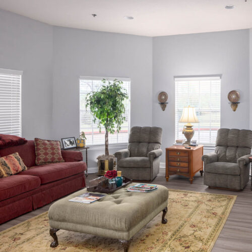 Senior apartment bedroom at the Waterford at mesquite, located in Mesquite, Texas.