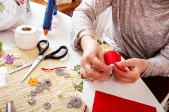 Creating memories while making a homemade gift.
