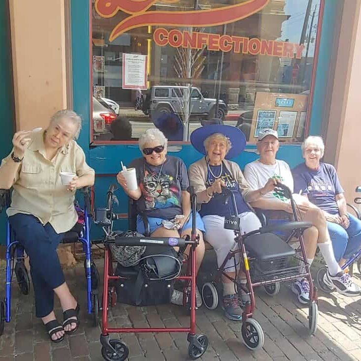 Group of senior women on an outing from a senior living facility in Baytown, Texas.