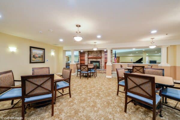 Dining area at The Harrison, a senior living community in Indianapolis, Indiana.