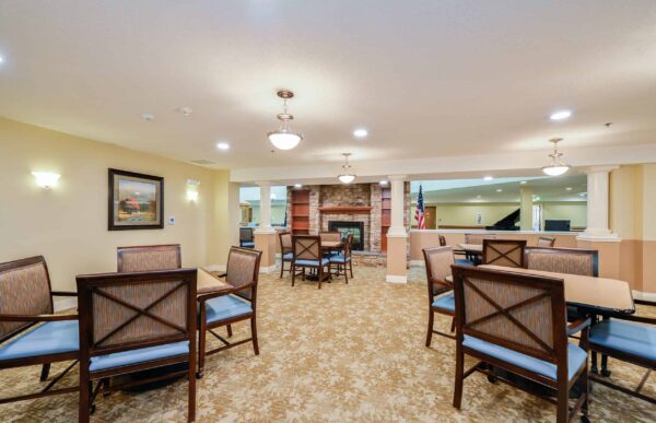 Dining area at The Harrison, a senior living community in Indianapolis, Indiana.
