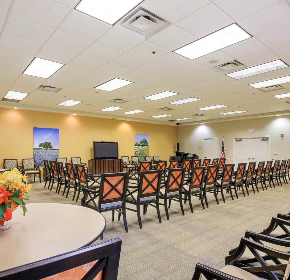 Large gathering area at a senior living community located in Ridgeland, Mississippi.