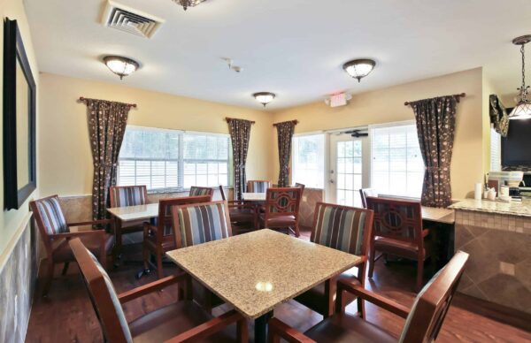 Dining area at the Waterford at Creekside, a memory care community in Pensacola, Florida.