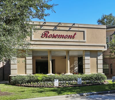 Front entrance of a senior living facility in Humble, Texas.