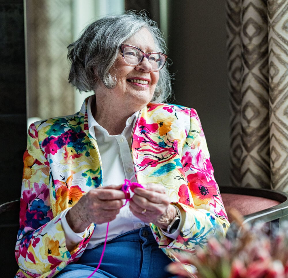 Woman knitting