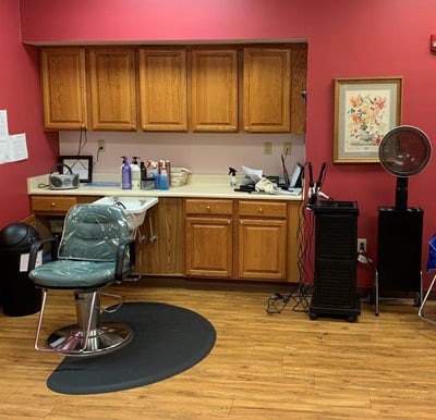 A beauty salon at a retirement home in Lambertville, Michigan.