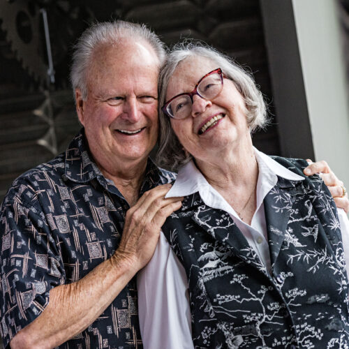 Senior couple embracing each other