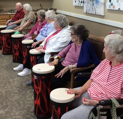 Seniors taking a bongo class in Anderson, Indiana.