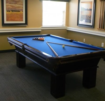 A billiards table ready for the next match in Virginia Beach, Virginia.