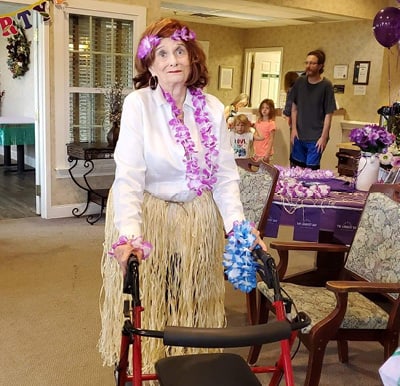 A resident dressed up for a paradise-themed party in Columbiana, Ohio.
