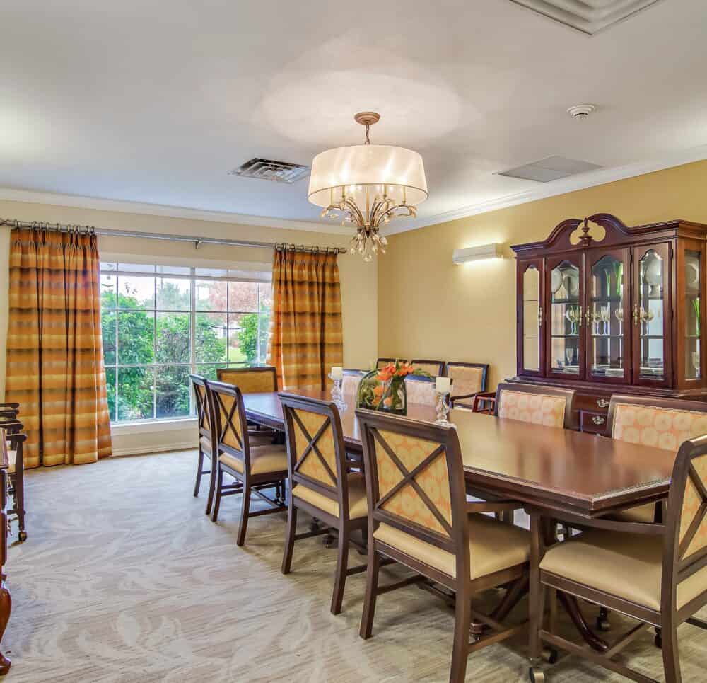Private dining room at a senior living community in San Antonio, Texas.