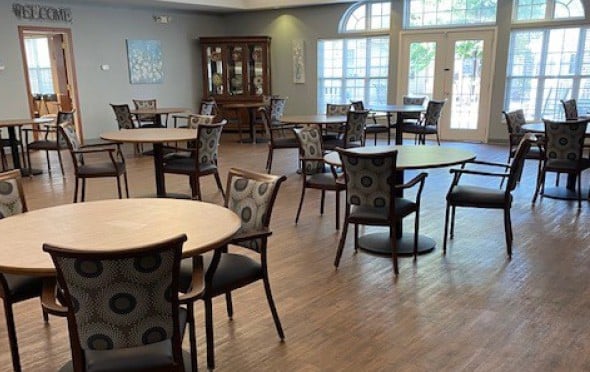 A modern, clean and spacious dining room in Elkhorn, Nebraska.