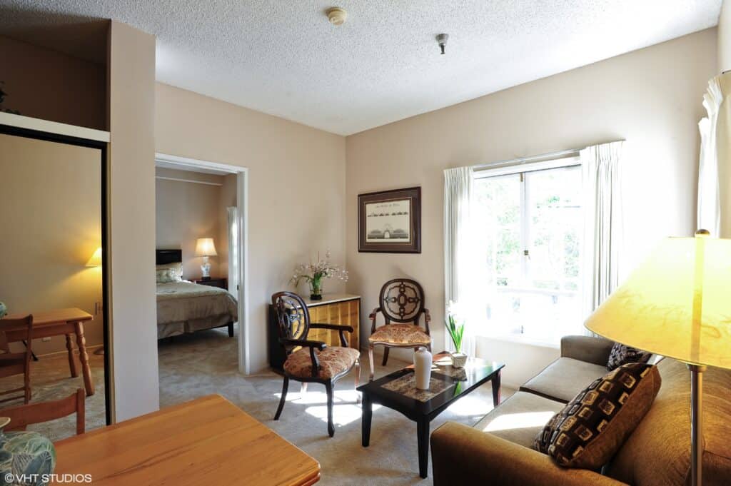 Senior apartment living space at a senior living community in Santa Barbara, California.