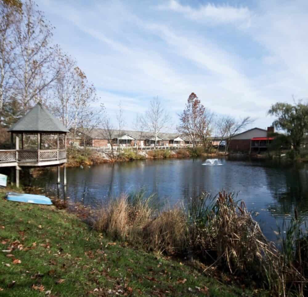 Overlook of the lake at Country Charm senior living in Greenwood, Indiana.
