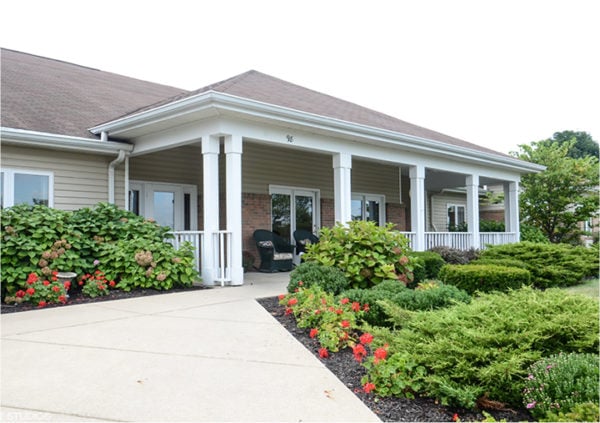 Front entrance of a senior living facility in Green Castle, Indiana.