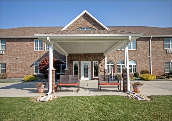 Front entrance of a senior living facility in Batesville, Indiana.
