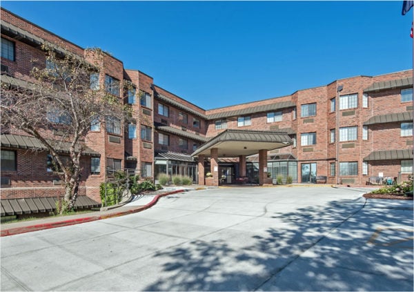 Front entrance of a senior living facility in Omaha, Nebraska.