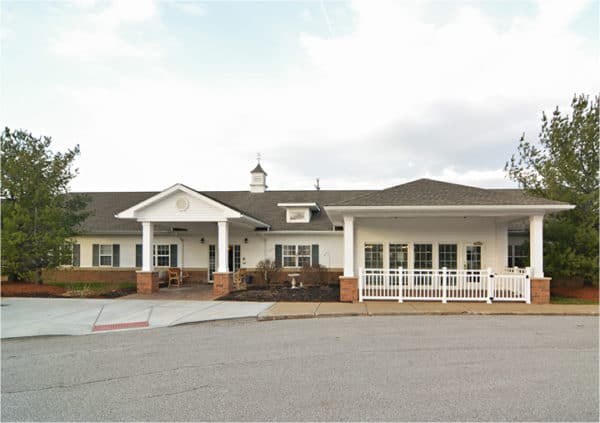 Front entrance of a senior living facility in Chardon, Ohio.