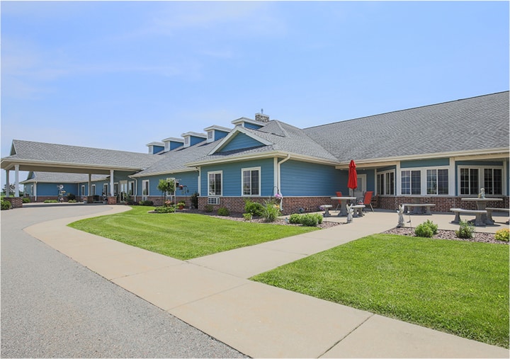 Front entrance of a senior living facility in Colby, Wisconsin.
