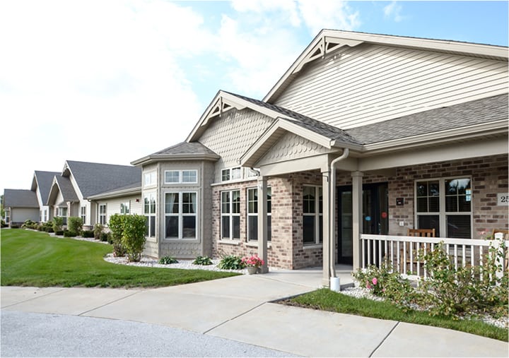 Front exterior of senior living facility in Plymouth, Wisconsin.
