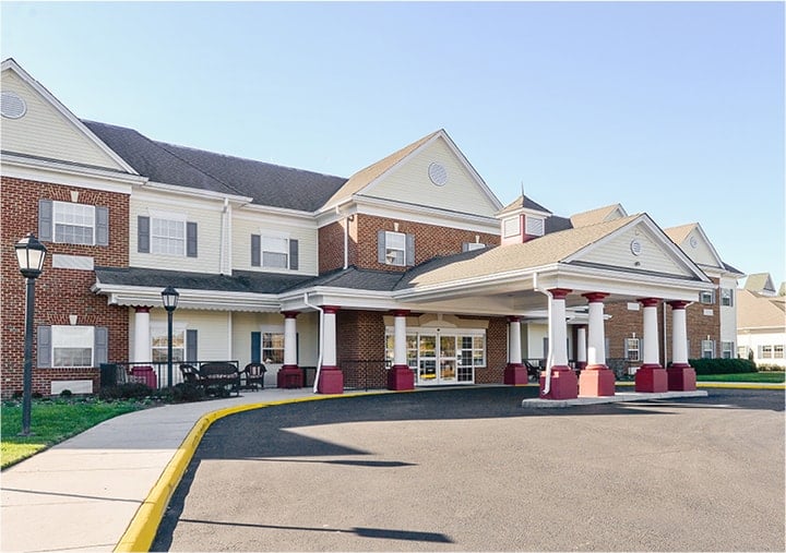 Front entrance of a senior living facility in Virginia Beach, Virginia.