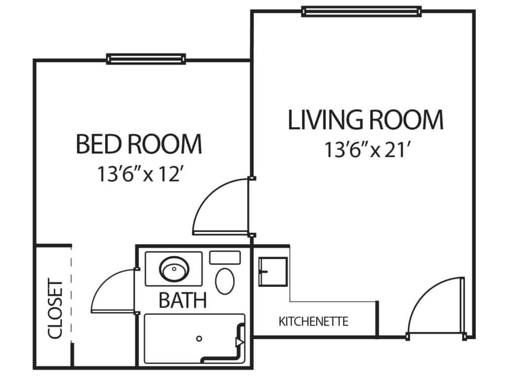 Assisted living executive suite floor plan for senior living community in Greencastle, Indiana..