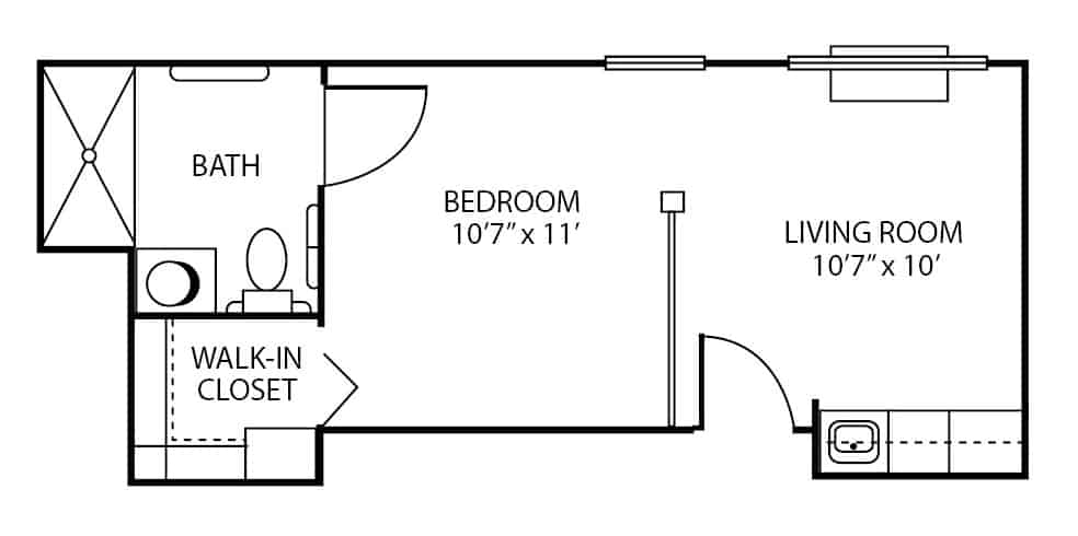 Assisted living apartment floor plan in Greencastle, Indiana.
