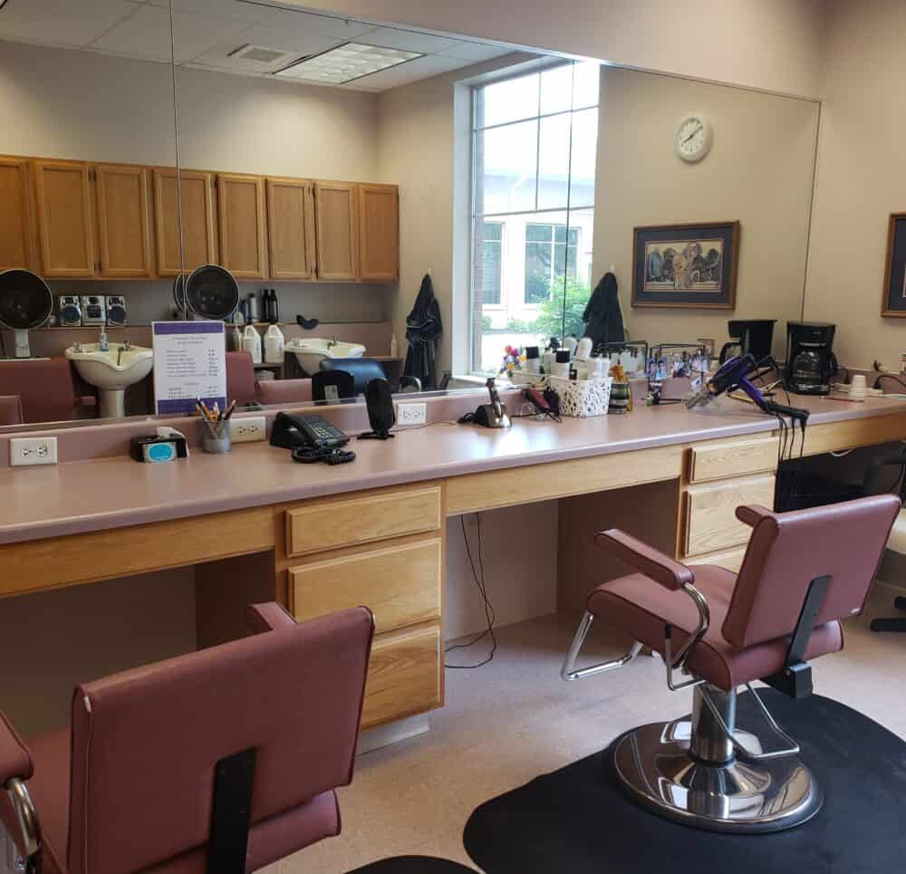 On-site beauty salon at a senior living community located in Fairfield, Ohio.