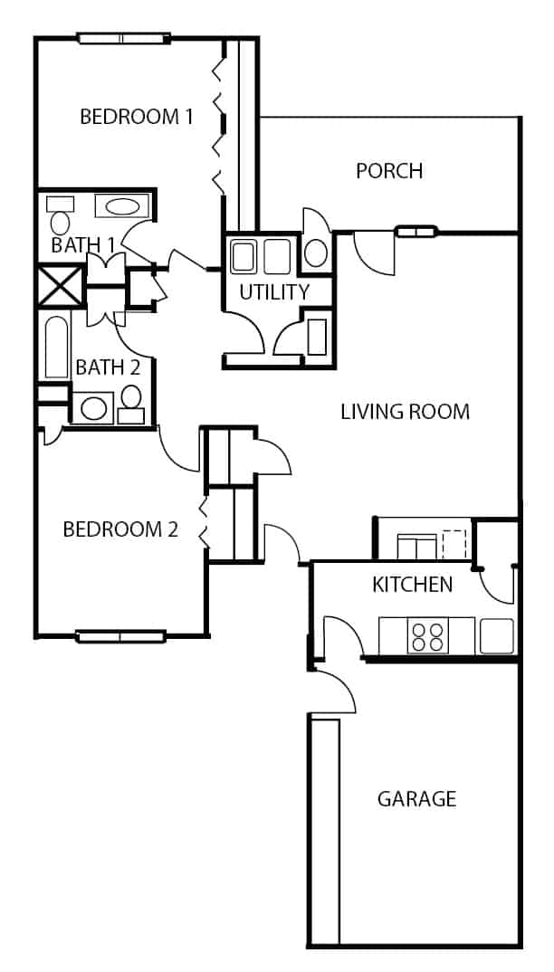 Independent living The Duplex apartment floor plan in Stephenville, Texas.