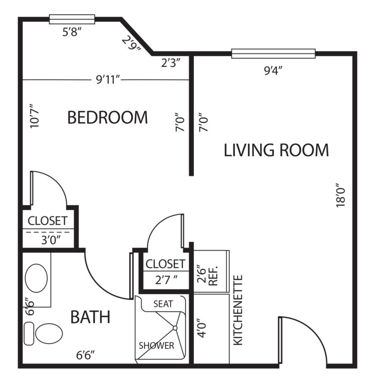 Keystone Woods Sparrow floorplan one-bedroom