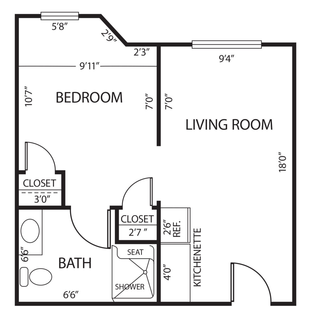 Keystone Woods Sparrow floorplan one-bedroom