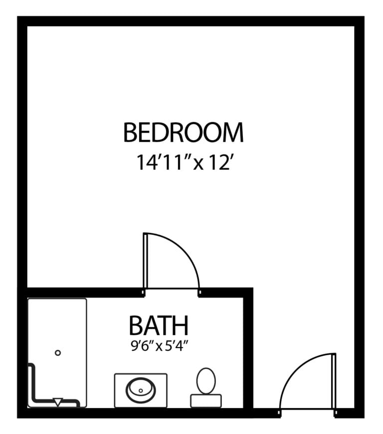 studio apartment with private bathroom