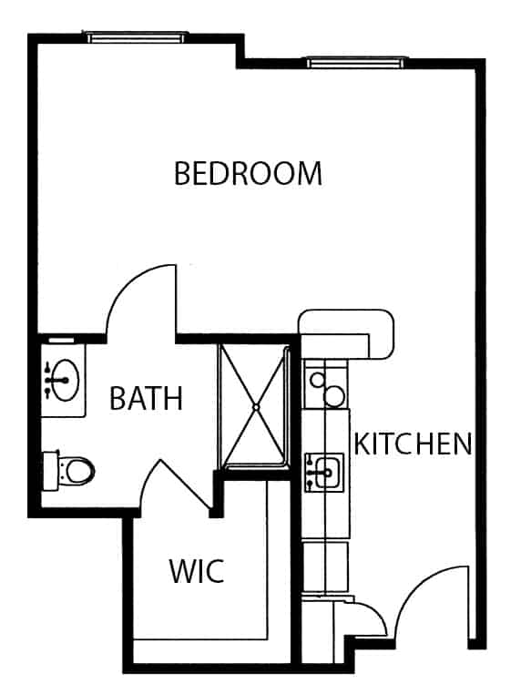 Independent living studio floorplan in Fairfield, Ohio.