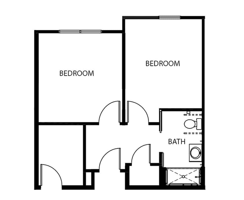 Memory care studio floorplan in Fort Wayne, Indiana.