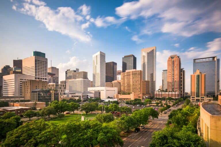Skyline image of downtown Houston, Texas.