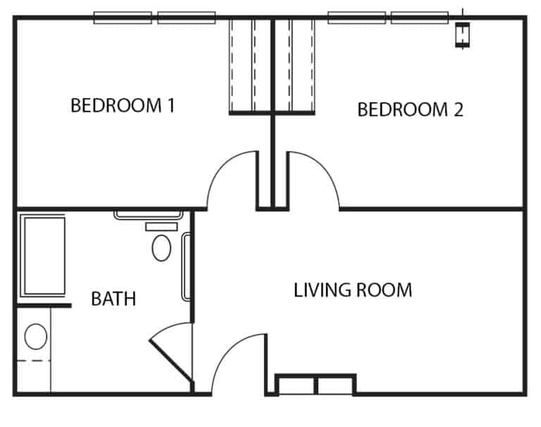 Assisted living studio apartment floor plan in Humble, Texas.