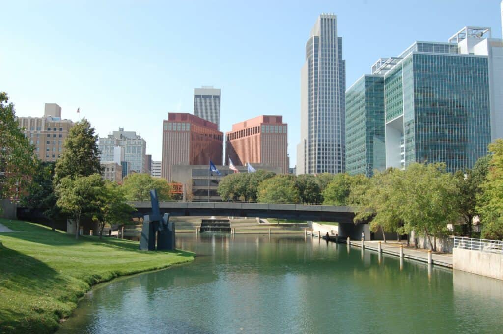 Downtown Omaha overlooking the skyline.