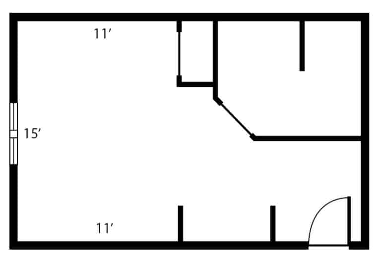 Assisted living studio apartment floor plan in Colby, Wisconsin.