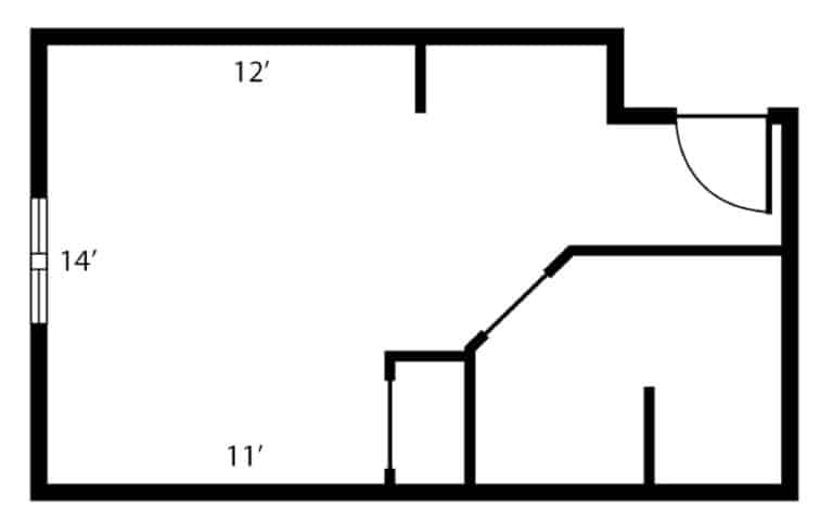 Studio apartment floor plan in Park Falls, Wisconsin.