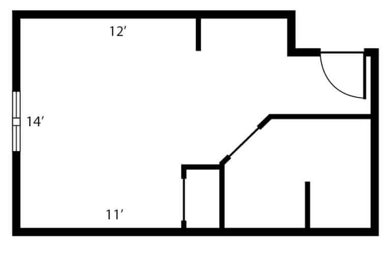 Assisted living studio apartment floor plan in Wisconsin Rapids, Wisconsin.