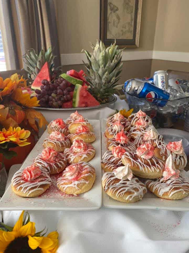 Desserts on a snack table for Thanksgiving party.