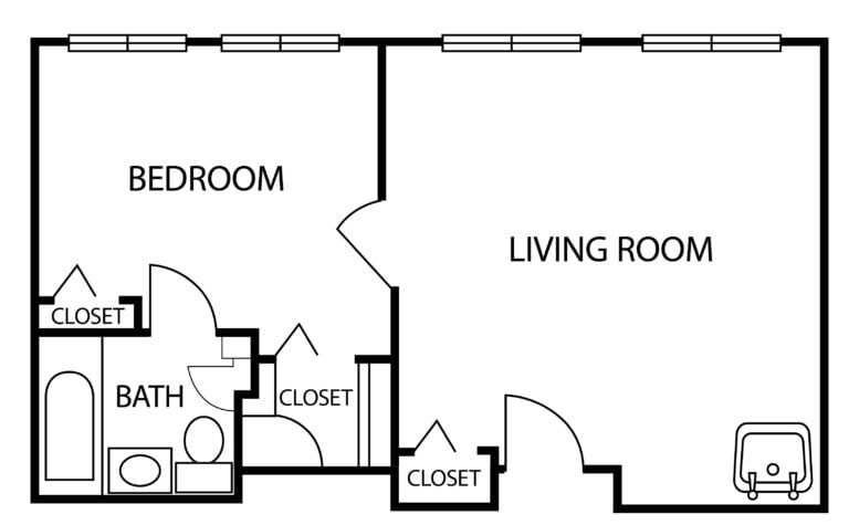 The Waterford Corpus Christi Sunflower one-bedroom floor plan