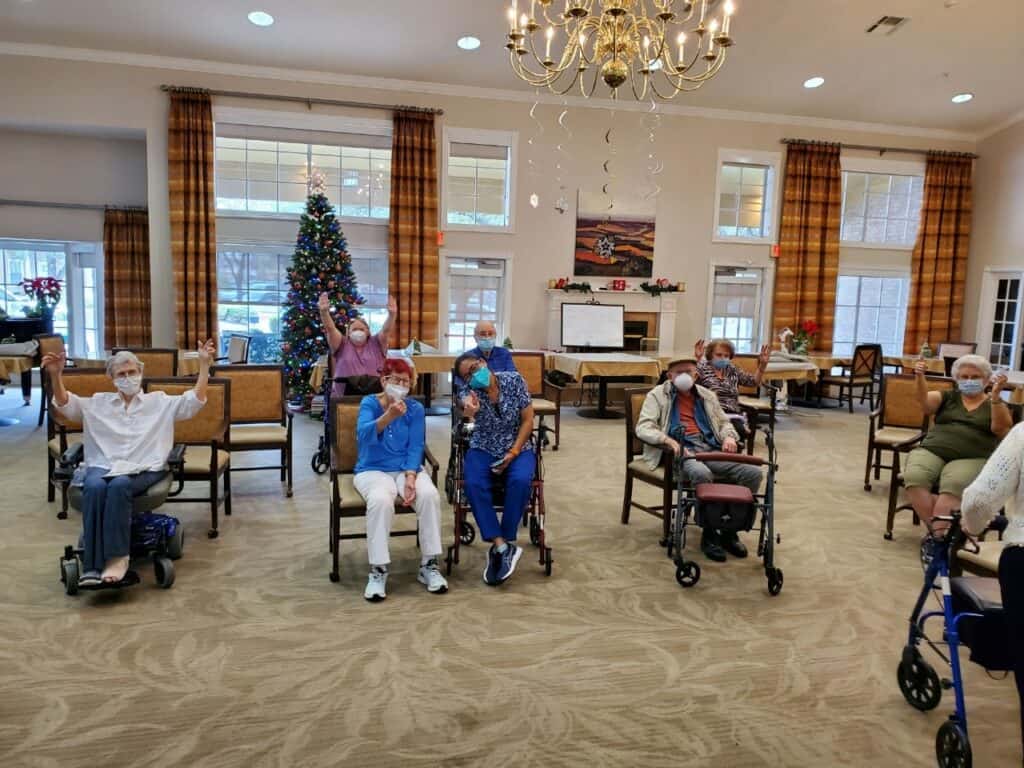 Group of seniors prepare to receive the COVID-19 vaccine in San Antonio, Texas.