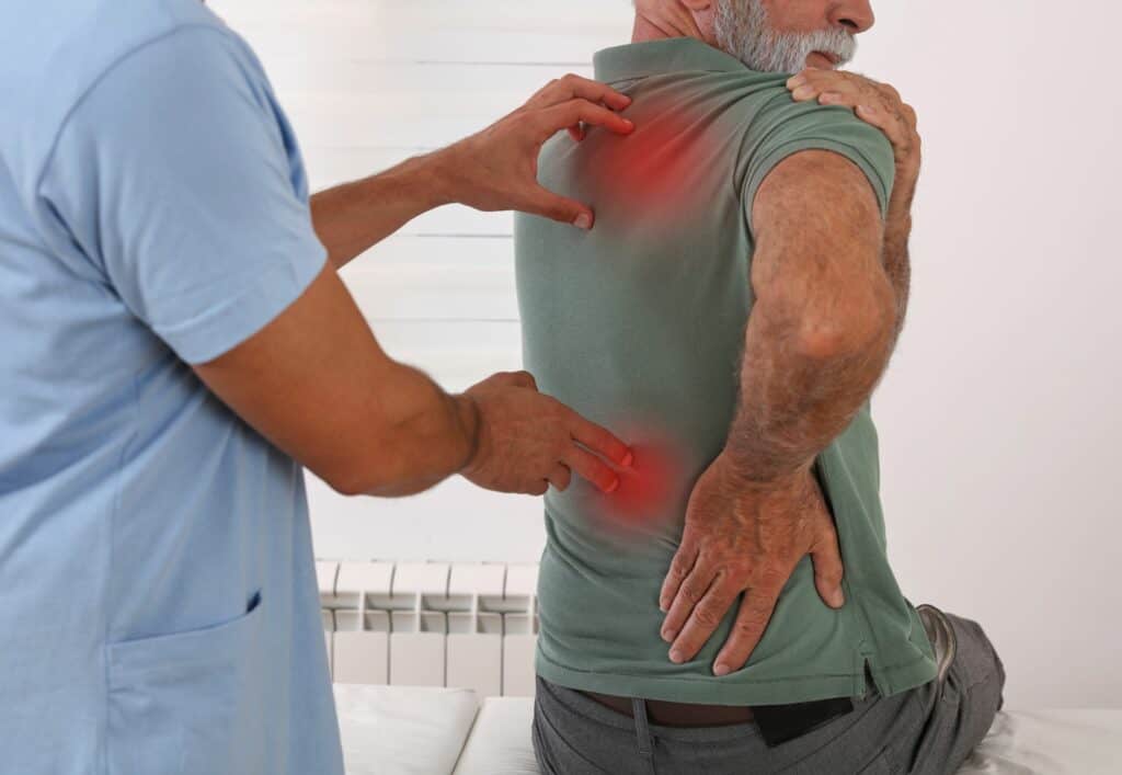 Senior man with back pain