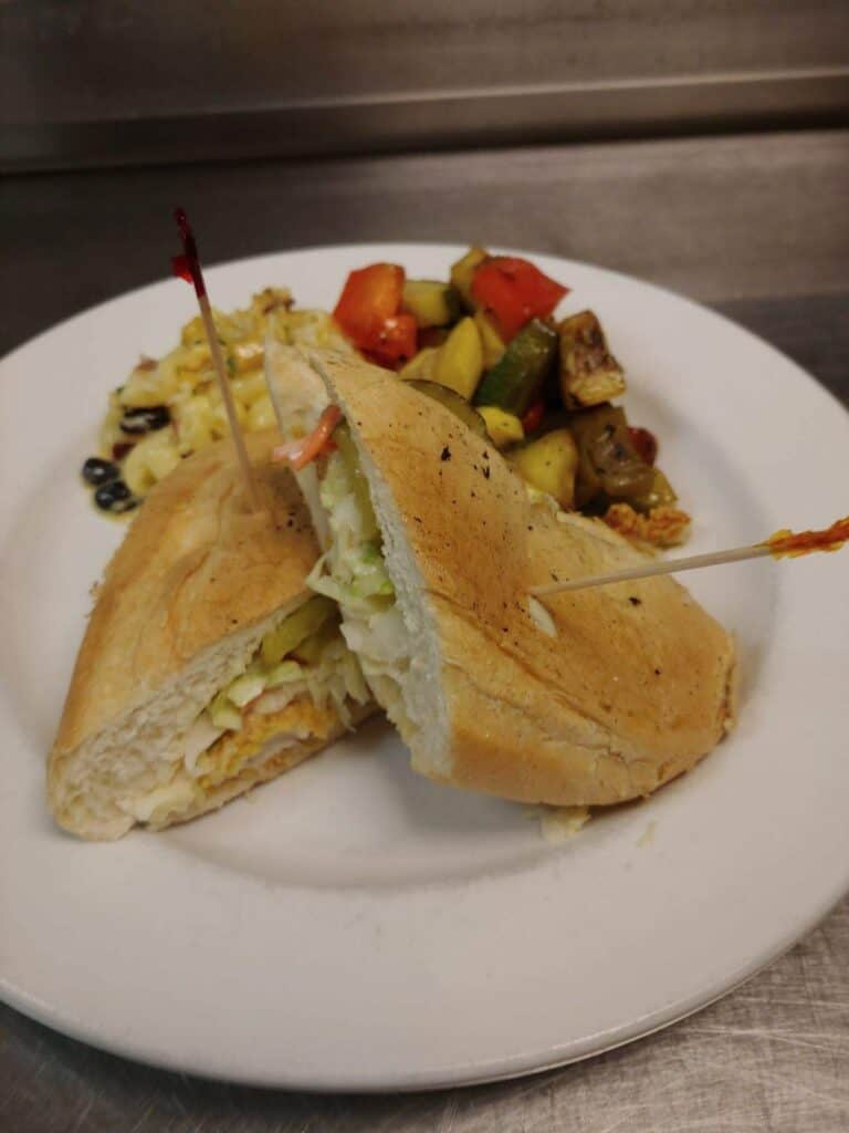 Closeup of a sandwich at the Waterford at Ironbridge senior living community in Springfield, Missouri.
