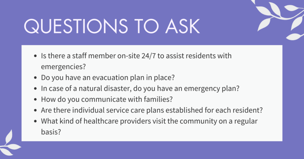 questions to ask related to safety at a senior living community