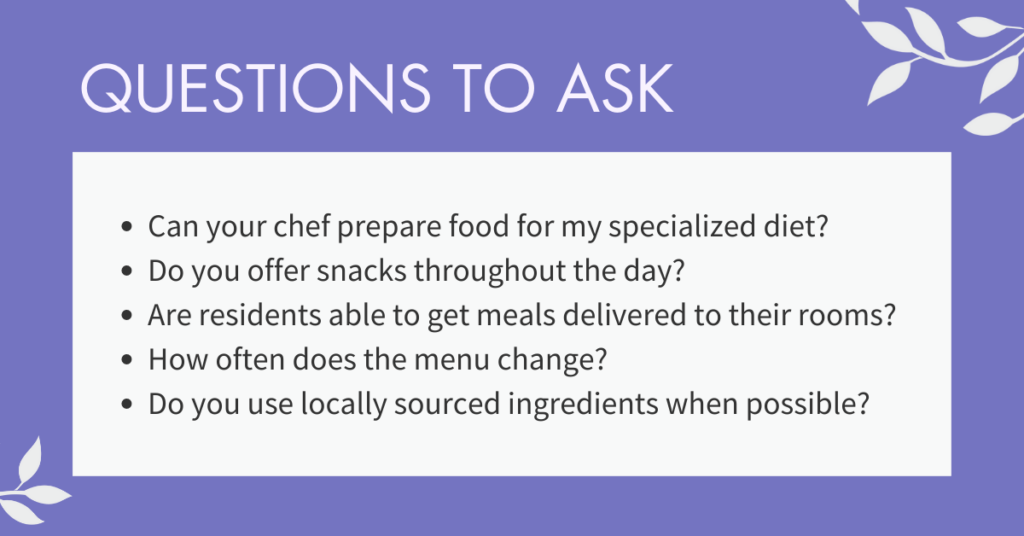 questions to ask related to dining at a senior living community