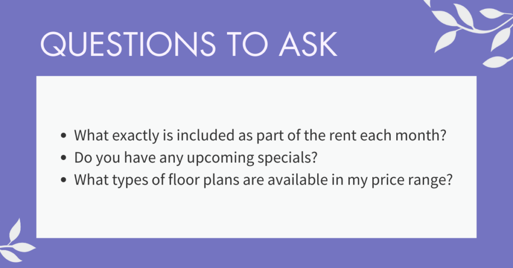 questions to ask related to cost of a senior living community